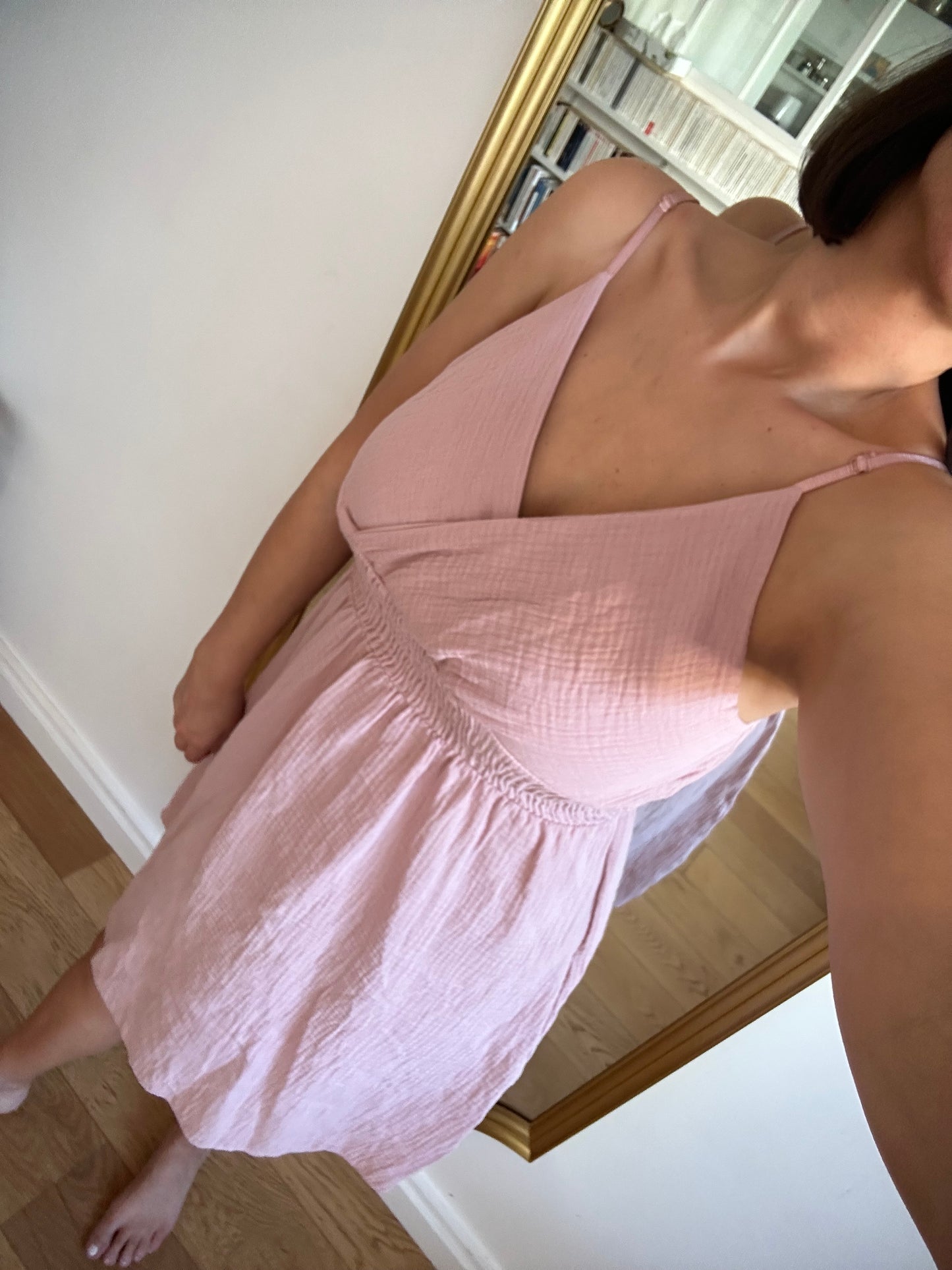 Robe MADERE gaze de coton rose poudré