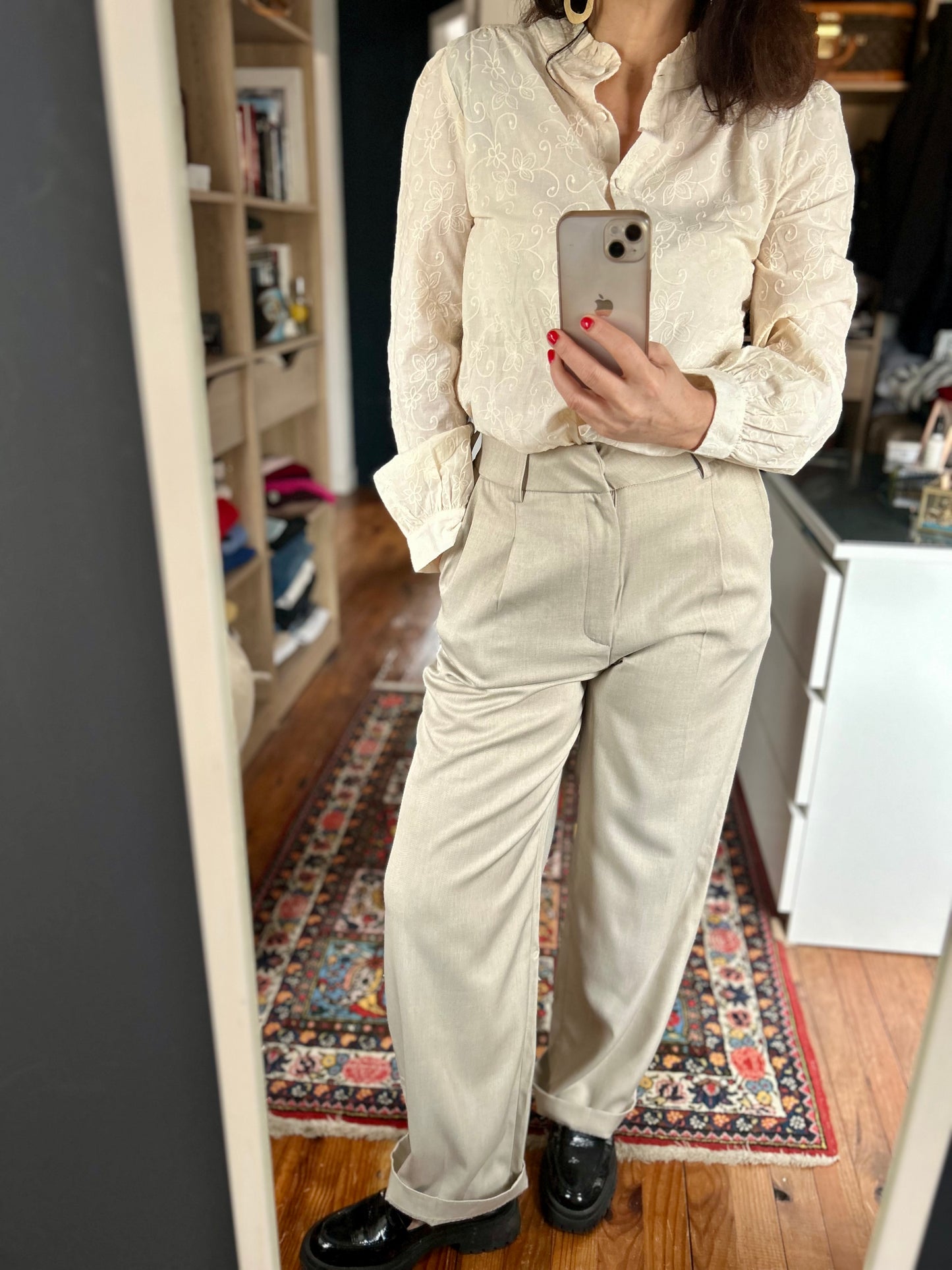 Pantalon beige NOAH effet lin